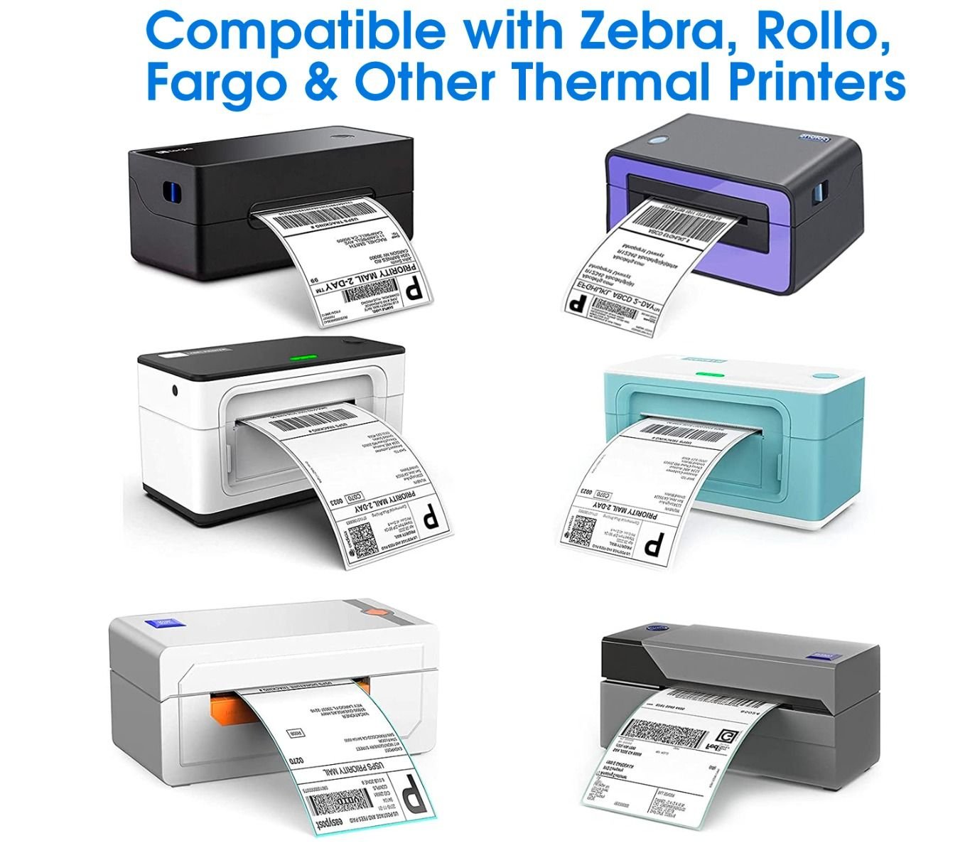 thumbnail image 2 of 4x6 Thermal Shipping Labels - 500 Fanfold Labels For Zebra, Rollo & MUNBYN Printers 2 of 14